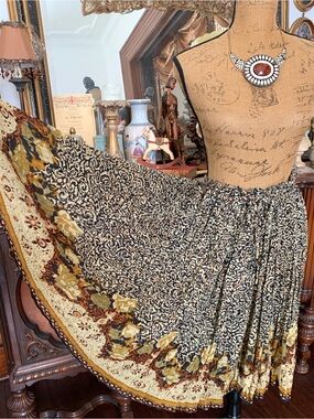 Vintage Safari-inspo Boho Hippie Gypsy Country Cottagecore Peasant Maxi Skirt